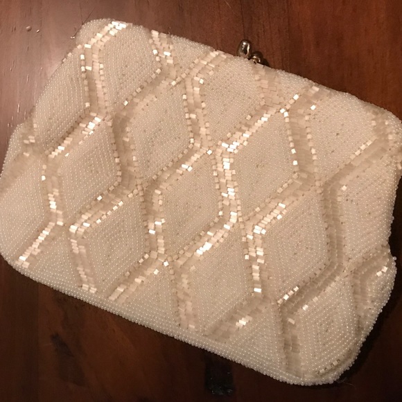 Beaded wedding clutch hand bag 5” x 7” - Picture 3 of 6